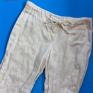 Vintage 90s Y2K Express Off White Linen Blend Trousers
